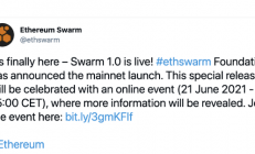 Swarm(bzz)6月21号主网上线，发行价26美金！