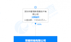 荣耀终端有限公司发生工商变更，注册资本由6亿增至约119亿