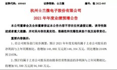士兰微净利或大增2145%-2165%，A股半导体市场预增王出炉？