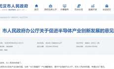 武汉发布《关于促进半导体产业创新发展的意见》：打造集成电路产业链聚集区