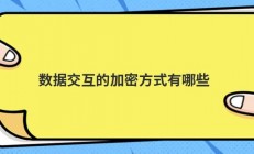数据交互的加密方式有哪些